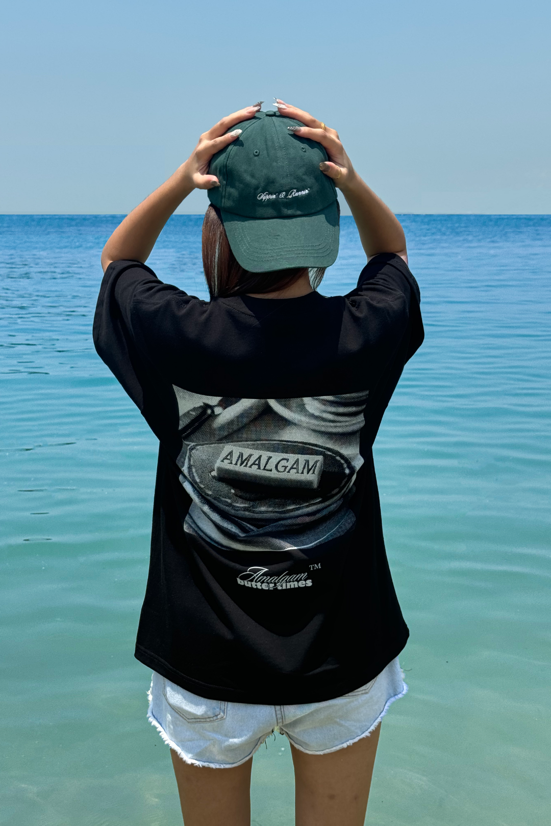 Amalgam Black Graphic Pancake Cotton Oversized T-shirt Casual Outfit
