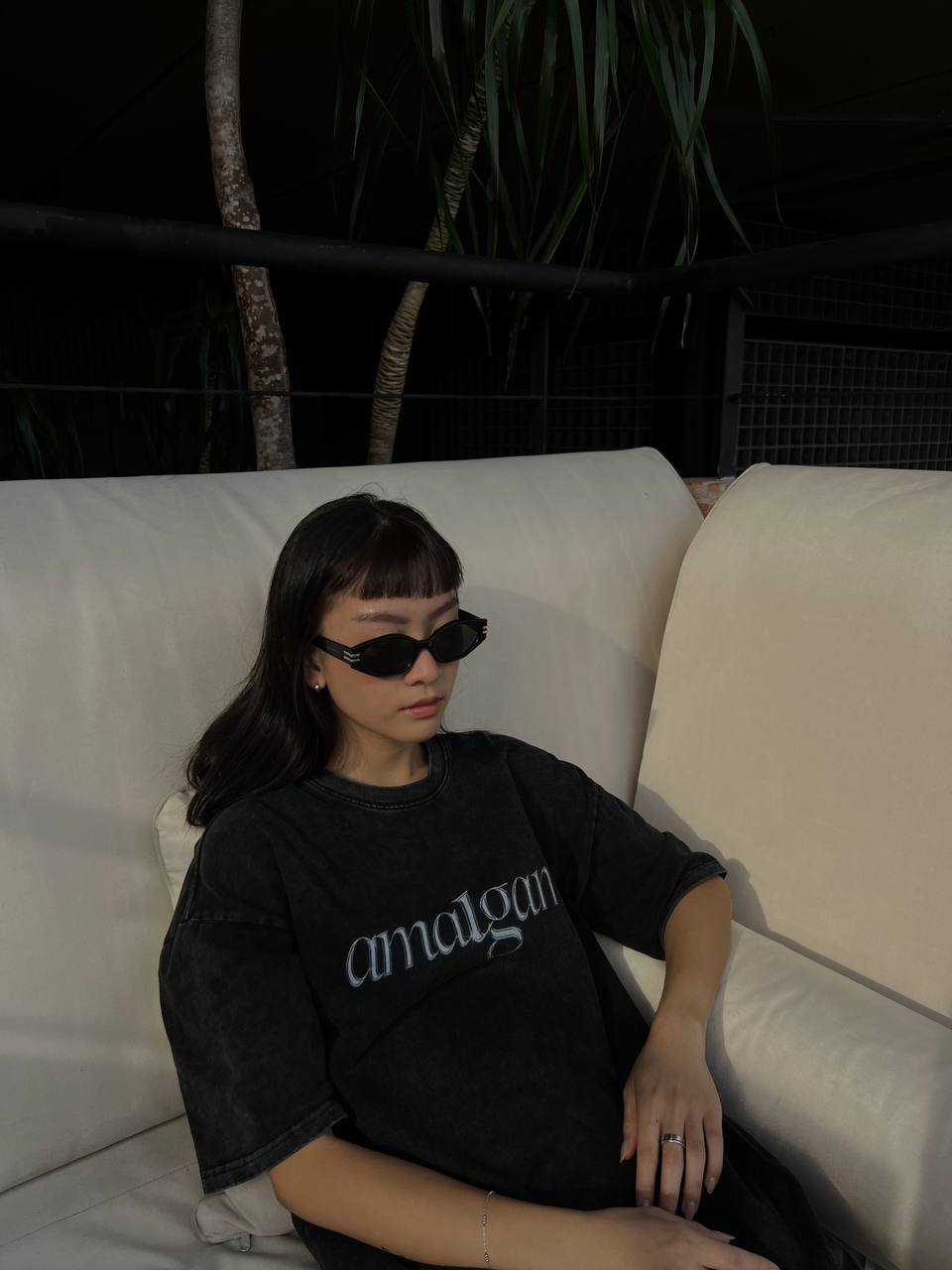 Amalgam Trendy Graphic Acid Wash Grey Tee