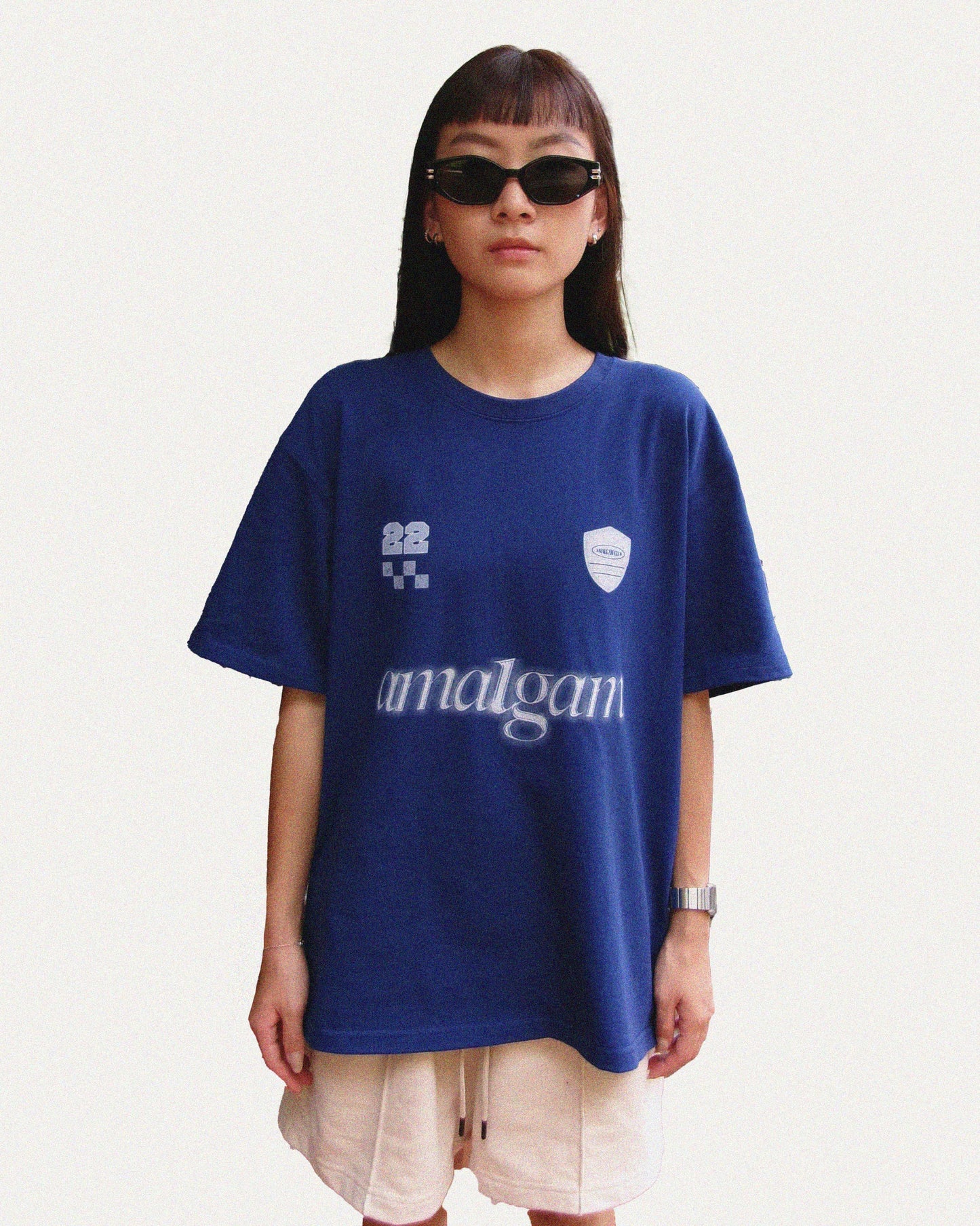 Graphic Racer Jersey Blue Oversized Tee Fitting