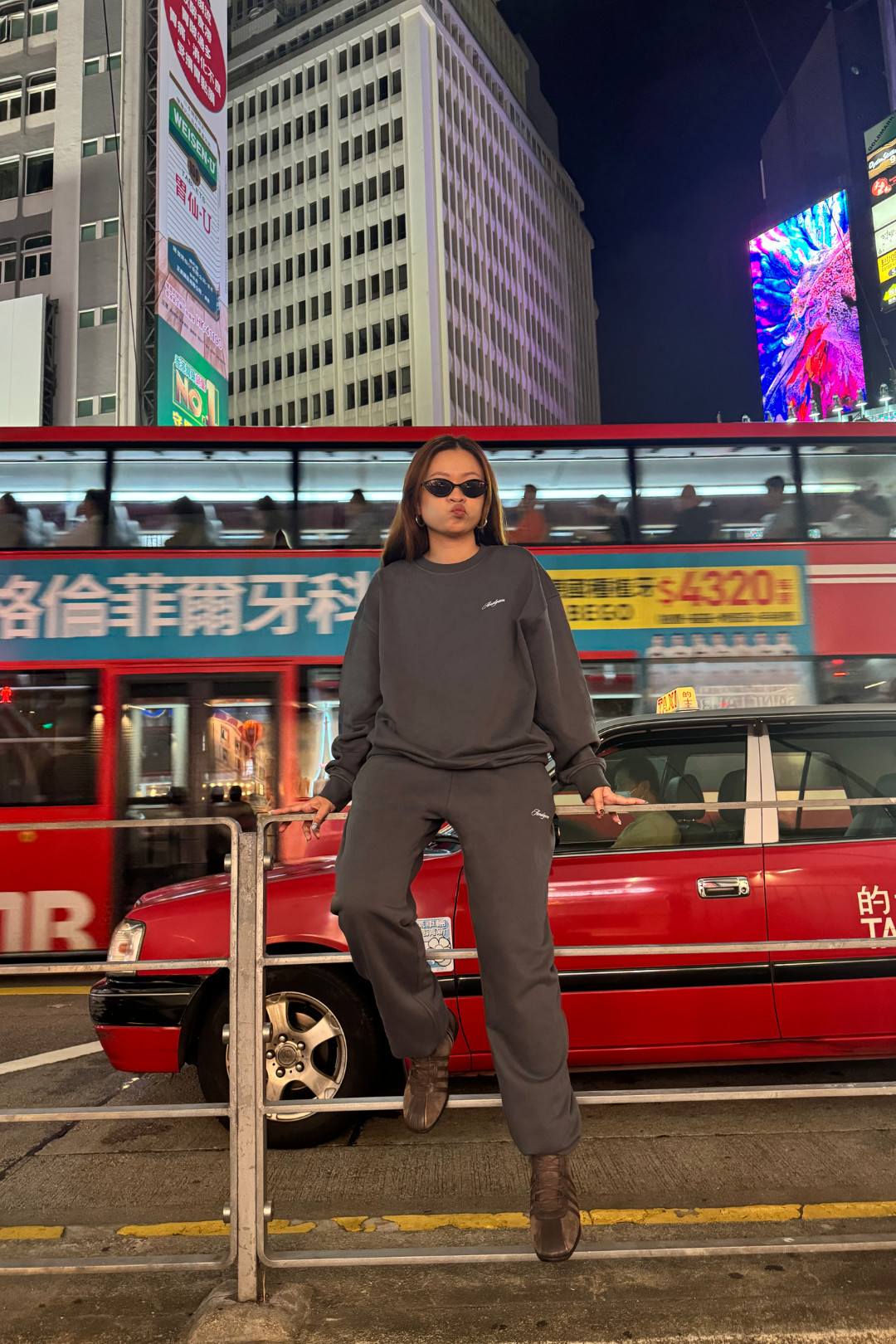 Amalgam Co-ord set Grey French Terry Soft Oversized Sweater Sweat Shirt and Sweat Pants
