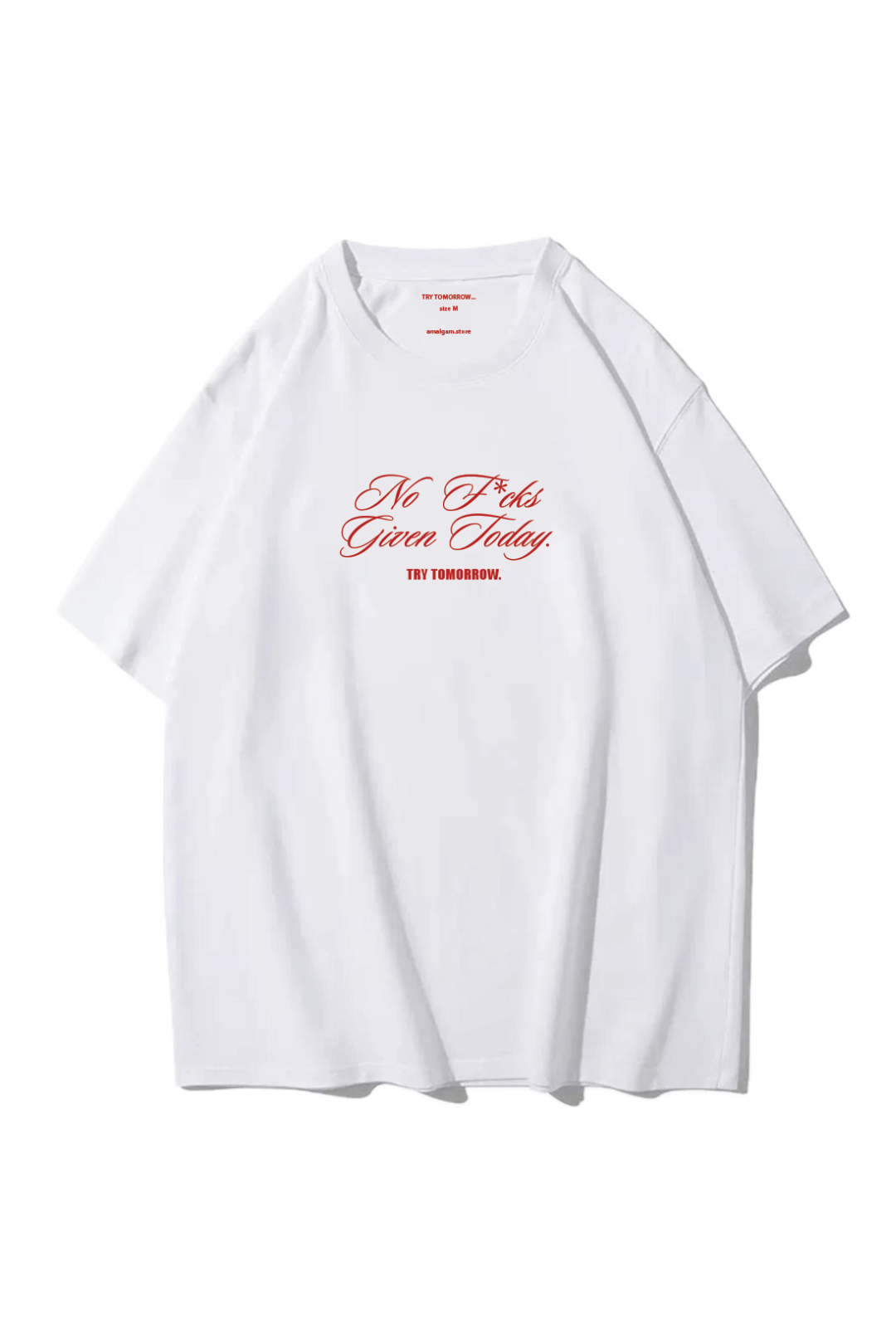 Amalgam Quotes Graphic Tee Cotton Oversized Pinterest White with Red words