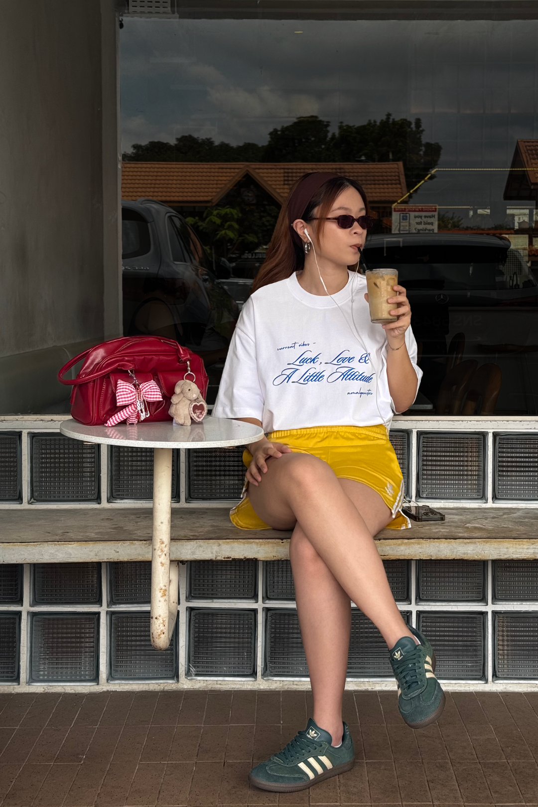 Amalgam Blue Wording White Cotton Oversized Graphic Tee Styling