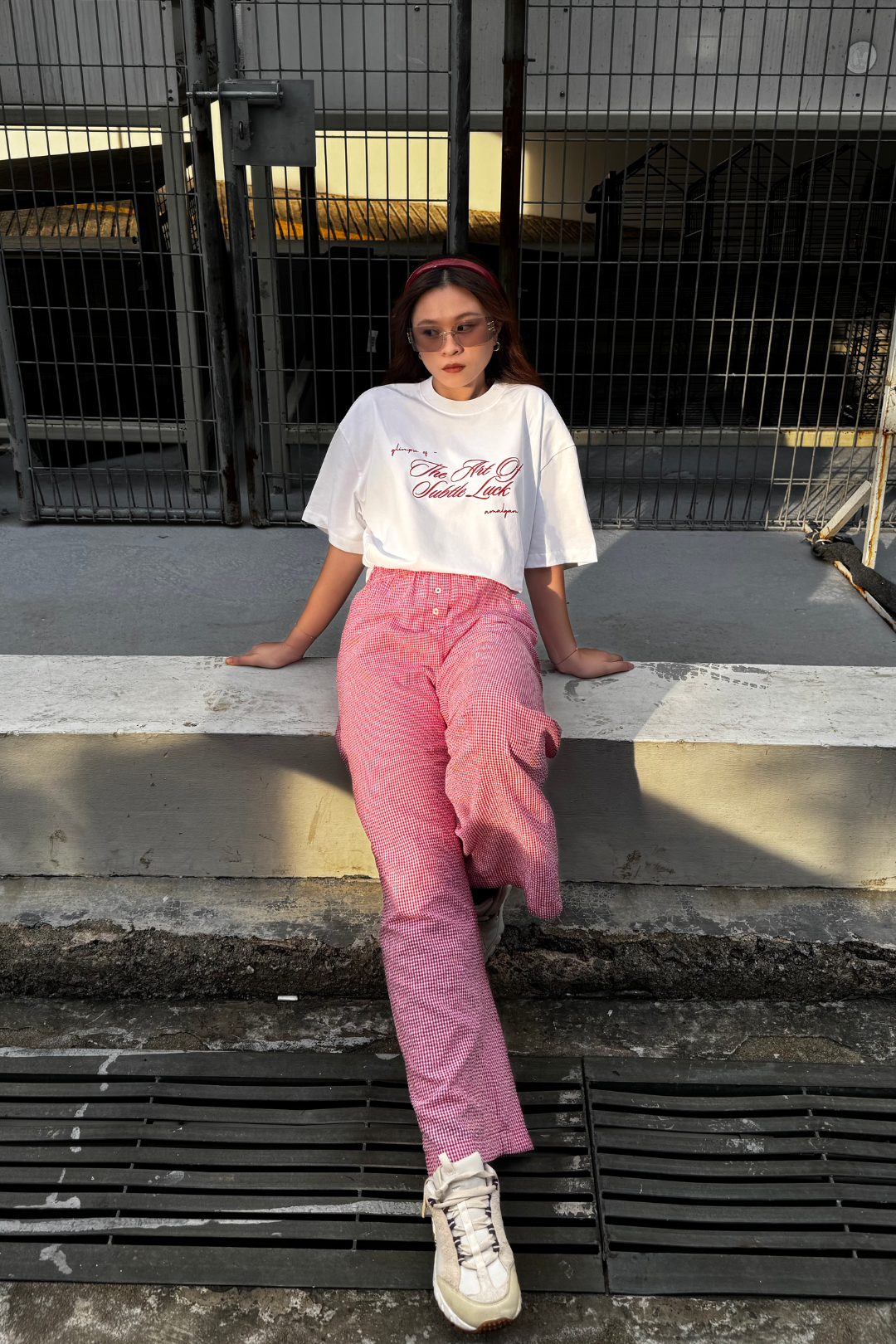 Amalgam Red Wording White Oversize Cotton Tee