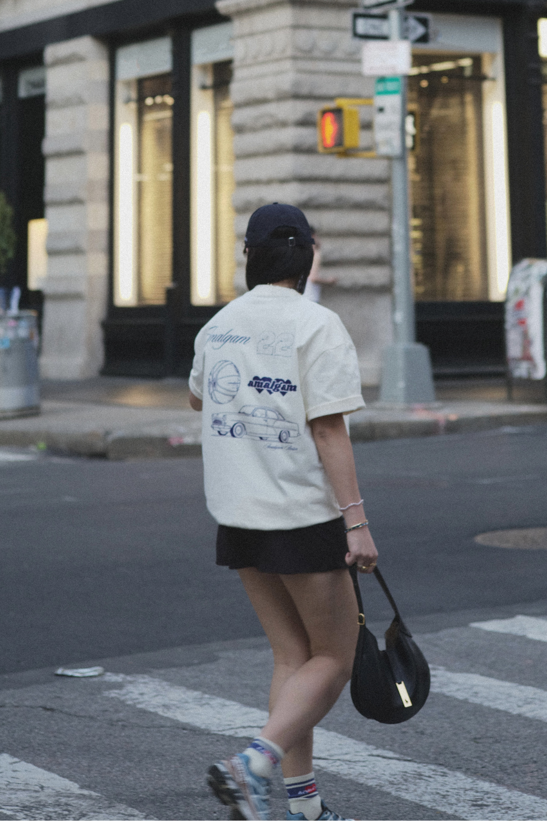 Amalgam pale yellow moodboard oversized graphic cotton tee with racing and retro elements everyday graphic tee shirt nyc style New york mooboard