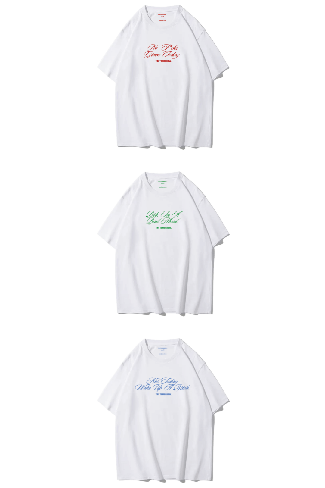 amalgam set of 3 oversized cotton graphic tees oversized try tomorrow collection