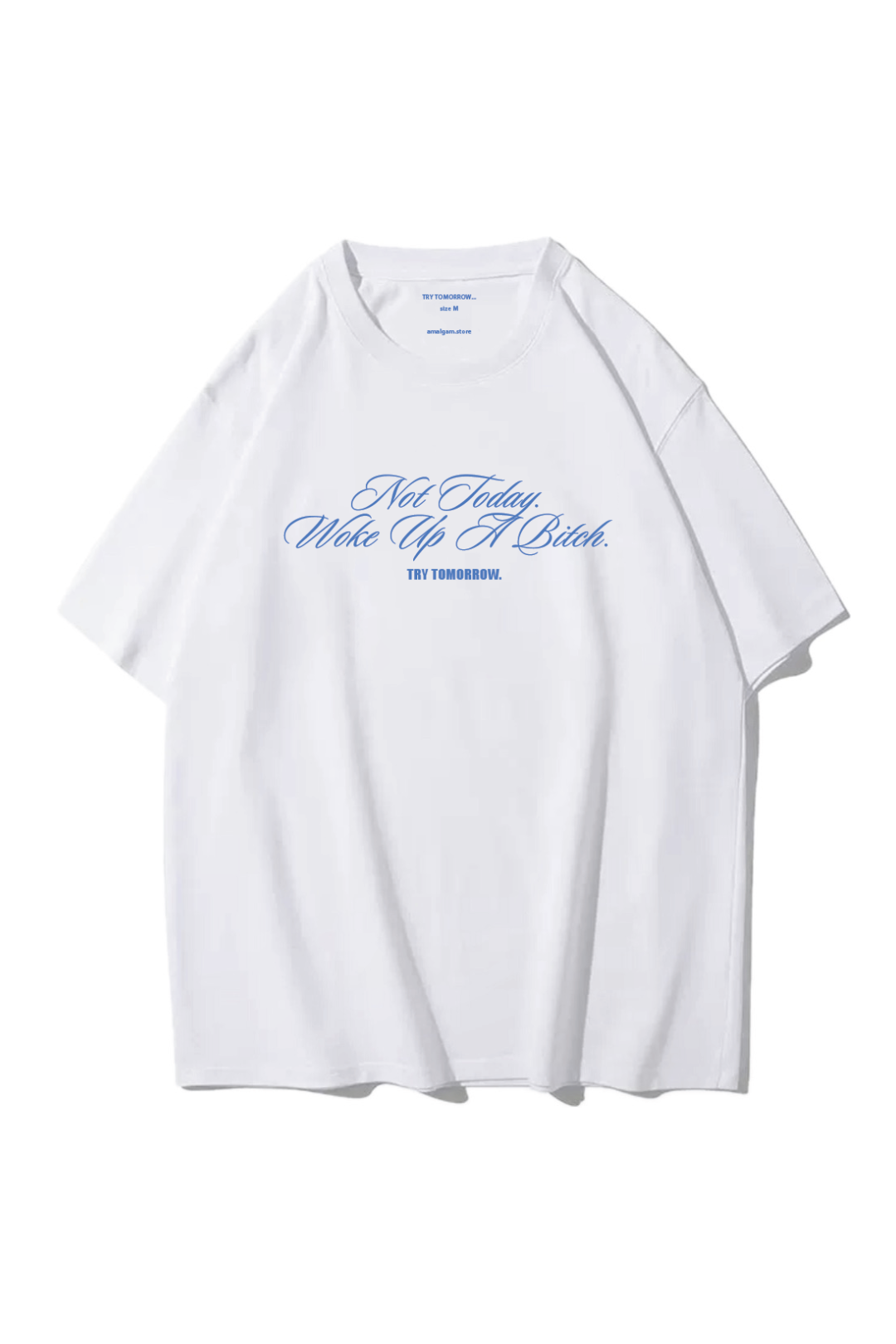 Blue Amalgam Quotes Graphic Tee Cotton Oversized Pinterest White with text