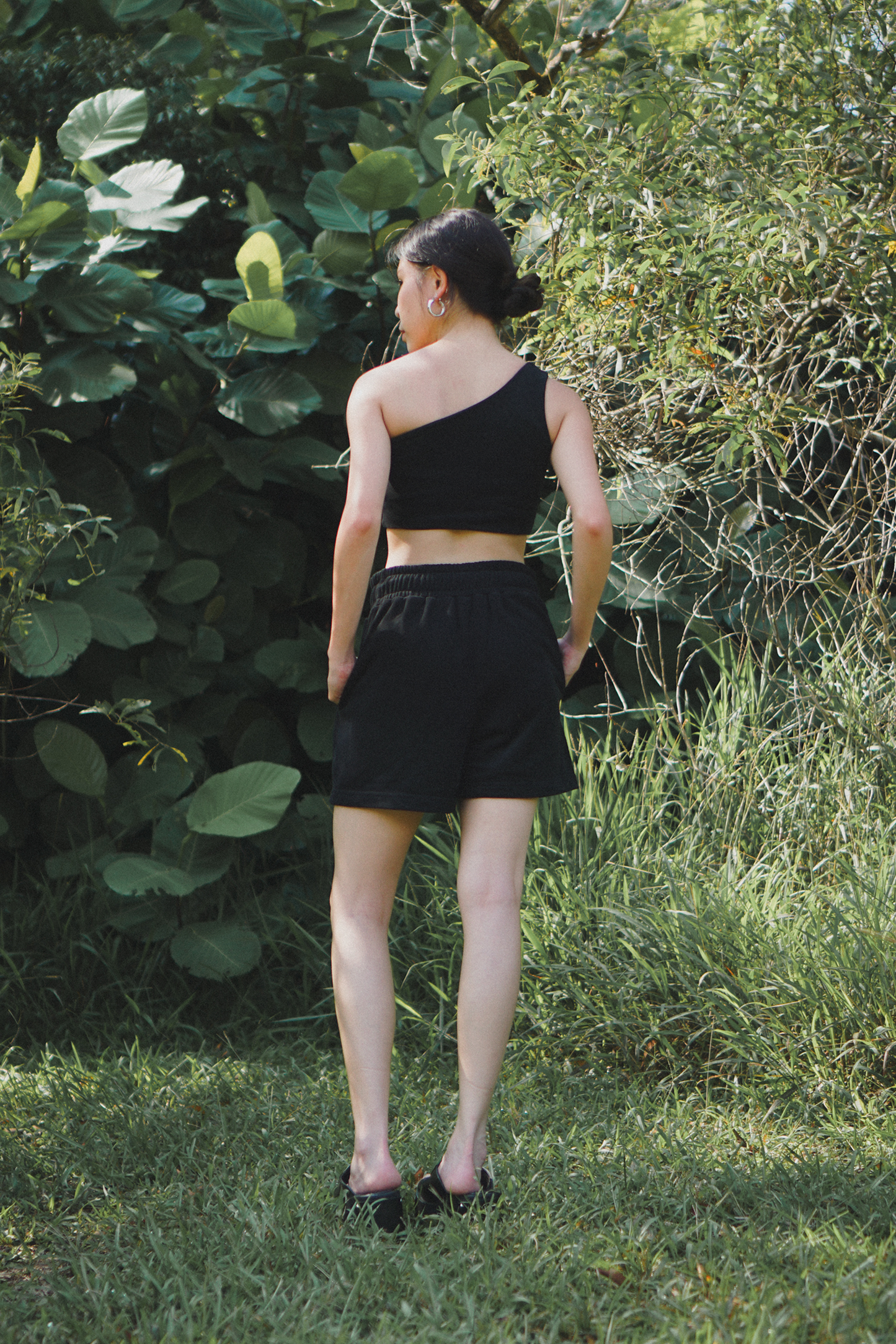 Amalgam Black Co-ord Toga top and sweat Shorts matching set for everyday casual