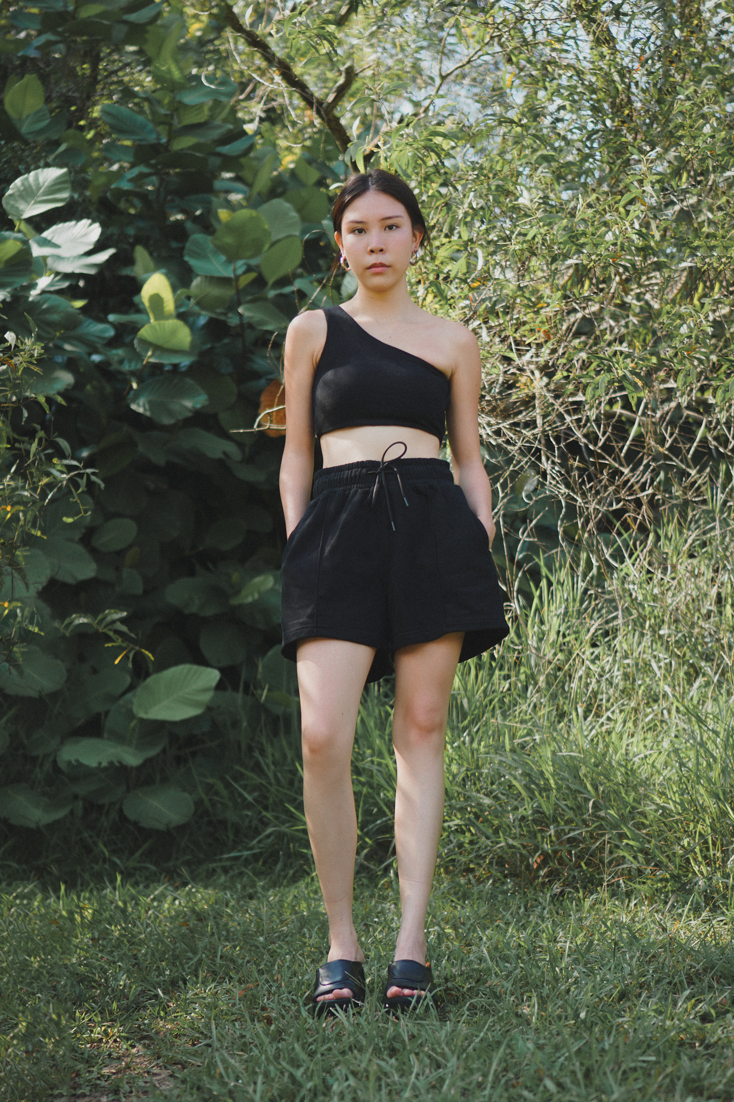 Amalgam Athelisure Black Co-ord Toga top and sweat Shorts Set