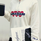 White Graphic Embroidery Quarter Zip up French Terry Cotton Sweater Embroidery Heart For love