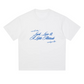 Amalgam Blue Wording White Cotton Oversized Graphic Tee