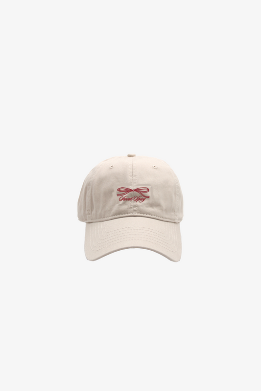 Amalgam Bow ribbon beige Cap Coquette