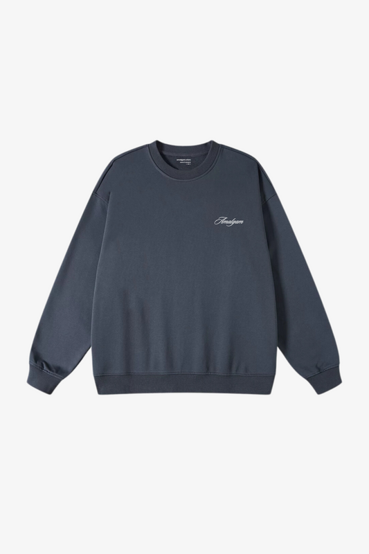Amalgam Grey French Terry Soft 
Oversized Sweater Sweat Shirt