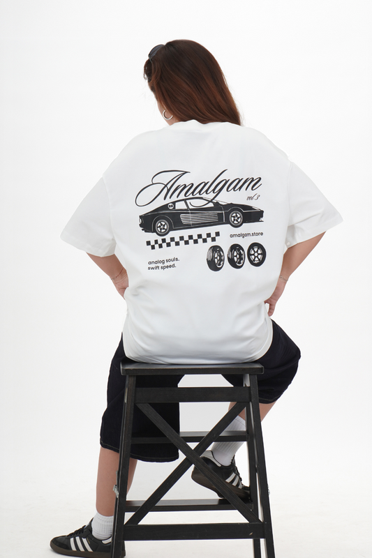 White Graphic Tee Cars Overdrive Tee Amalgam Amalgam.store