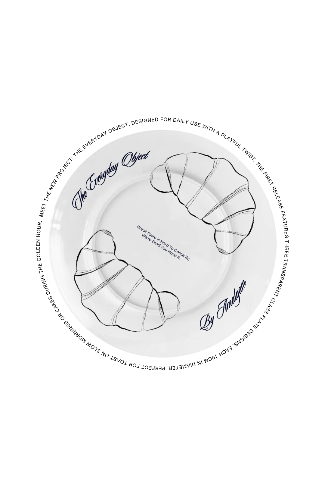 glass plates from singapore local brand in black croissant  design, the everyday object. transparent glass plates 19cm

