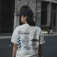 Amalgam moodboard oversized graphic cotton tee with racing and retro elements in nyc casual everyday tee
