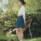Amalgam Ivory long sleeve cotton scoop back curve front and back bare back design detail crop top and teal green comfortable cotton Sweat Shorts for everyday casual comfort fitted  teal green