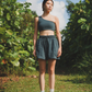 Amalgam Teal Atheleisure Co-ord Toga Top and Sweat Shorts matching set for everyday casual comfort fitted set teal green, co-ord set comfortable fabric soft cotton atheleisure singapore