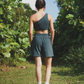 Amalgam Teal Atheleisure Co-ord Toga Top and Sweat Shorts matching set for everyday casual comfort fitted set teal green Toga top fitted pants flattering with panel design 