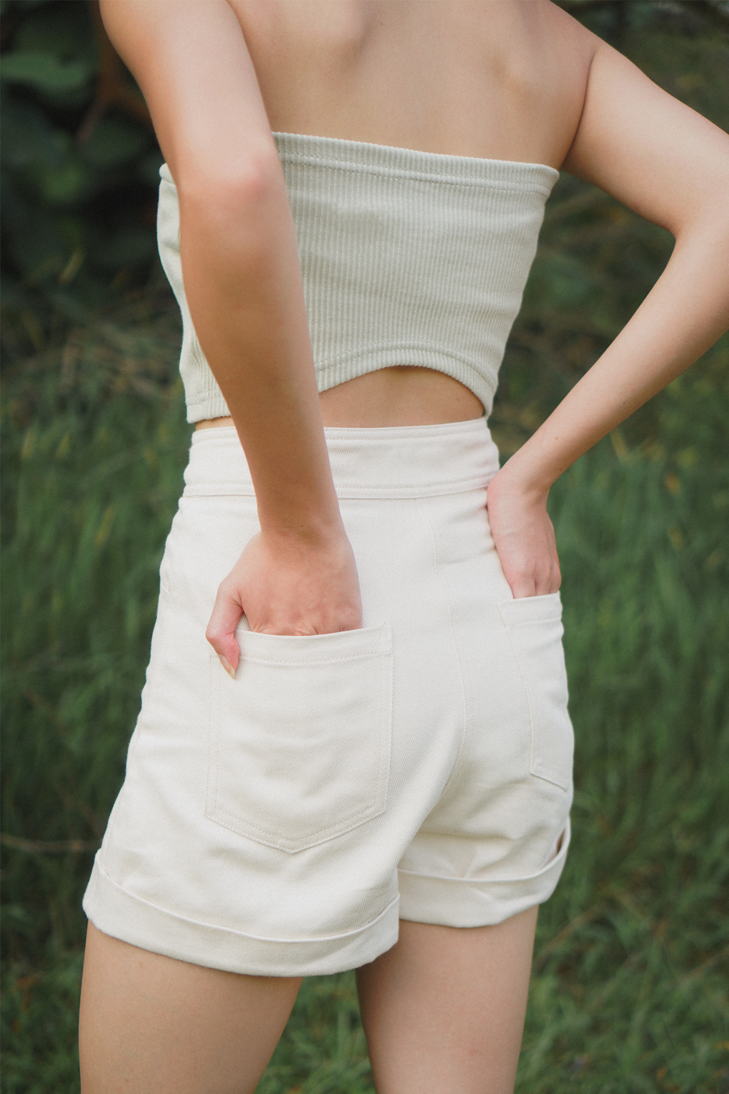 Curve Back Tube Top - Sage